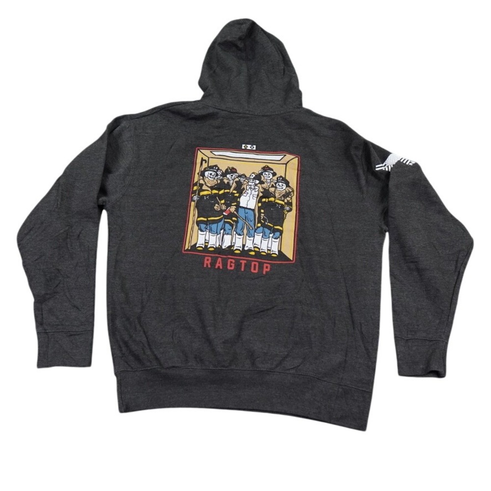 Ragtop Fire New Haven Hoodie Men Large Charcoal High Rise Gig Skeleton Graphic
